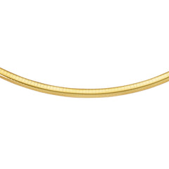Gargantilla de cadena Omega de oro amarillo de 14 quilates, joyería fina de diseño de 3 mm para hombres y mujeres