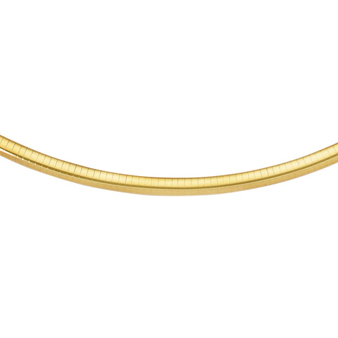 14k Yellow Gold Omega Chain Chocker Necklace, 2mm