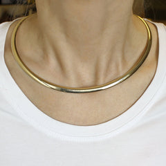 Collier ras du cou chaîne Omega en or jaune 14 carats, bijoux de créateur fins de 6 mm pour hommes et femmes