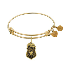 Police Officer Charm Expandable Bangle Bracelet, 7.25"