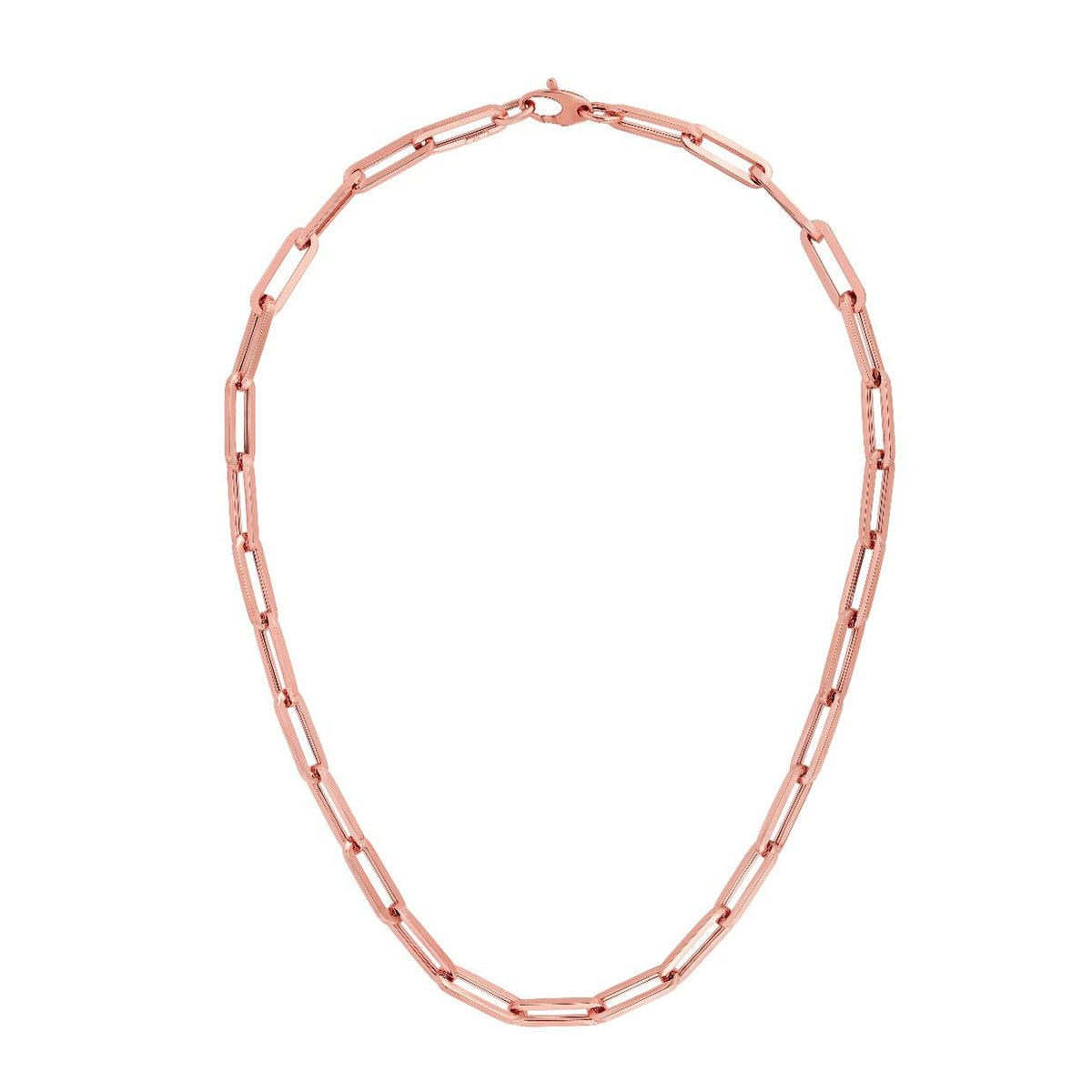 Collar de cadena con clip de oro rosa de 14 quilates, joyería fina de diseño de 6 mm para hombres y mujeres