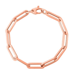 Collar de cadena con clip de oro rosa de 14 quilates, joyería fina de diseño de 6 mm para hombres y mujeres