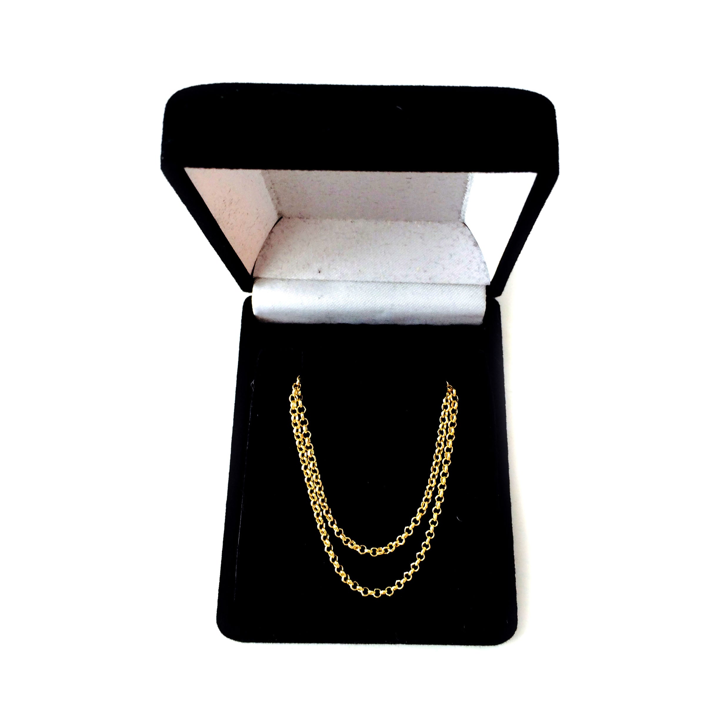 14k Yellow Gold Round Rolo Link Chain Necklace, 1.85mm