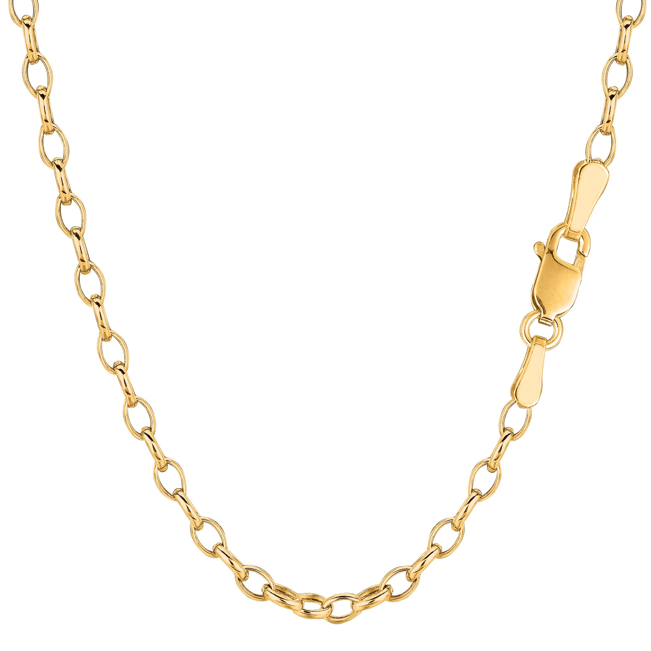 Collana a catena a maglie ovali Rolo in oro giallo 14k, 3,2 mm, 18" gioielli di alta moda per uomo e donna