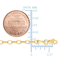 14k Yellow Gold Oval Rolo Link Chain Bracelet, 4.6mm, 7"