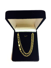 Collier chaîne à maillons ovales Rolo en or jaune 14 carats, 3,2 mm, 18 po, bijoux de créateurs fins pour hommes et femmes