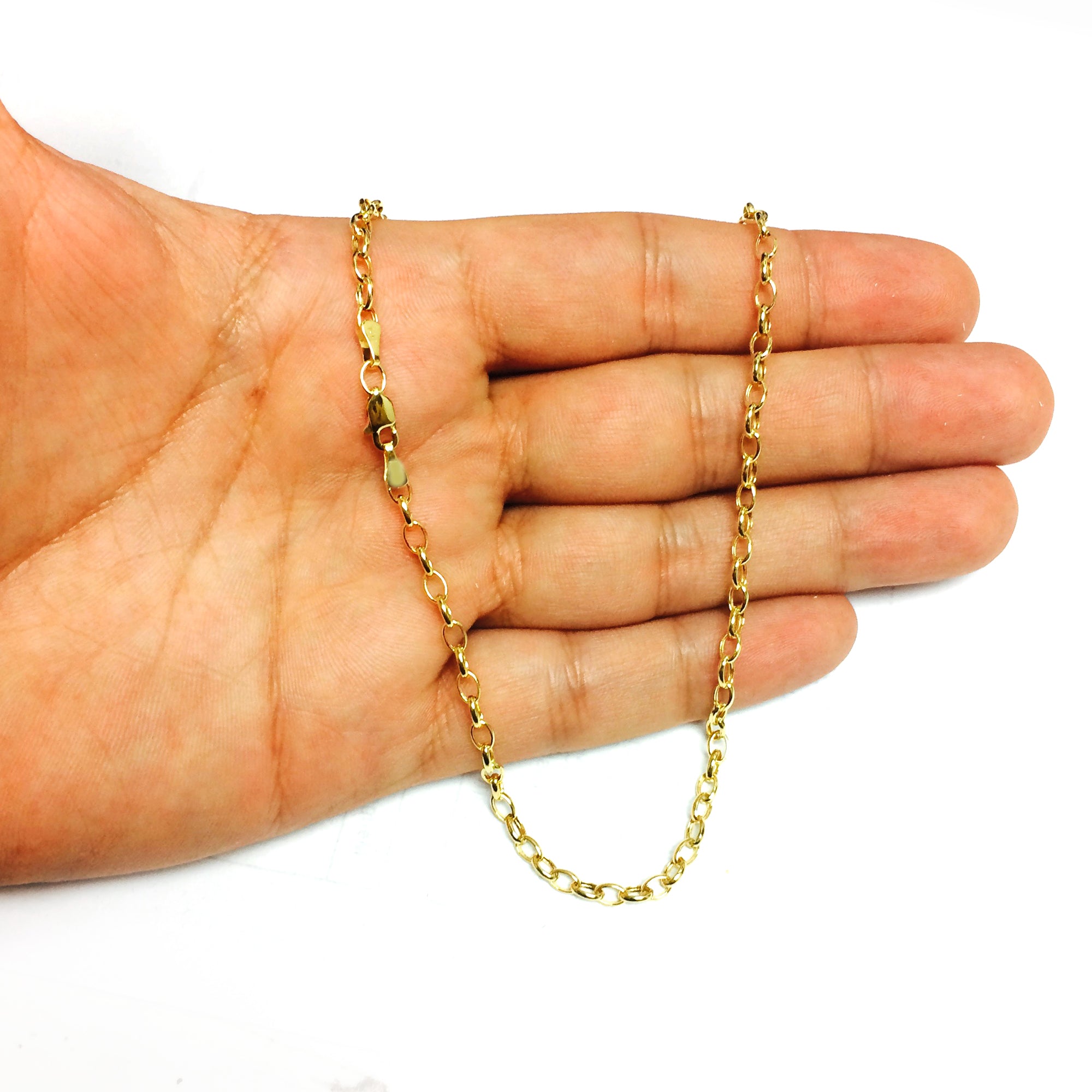 14k gult guld Ovalt Rolo Link Chain Halsband, 3,2 mm, 18" fina designersmycken för män och kvinnor