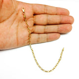 14k Yellow Gold Oval Rolo Link Chain Bracelet, 3.2mm, 7"