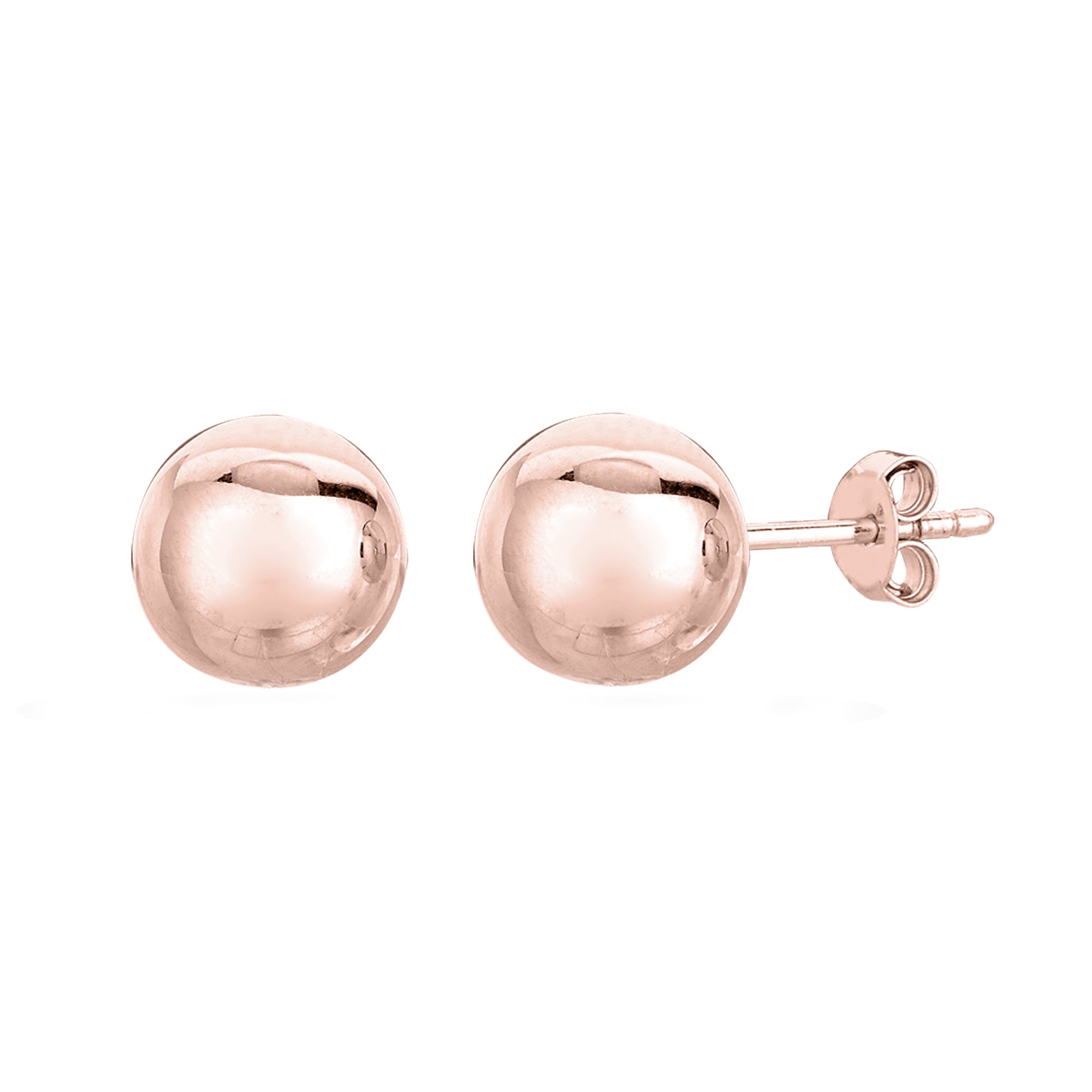 14K Rose Gold Ball Stud Earrings