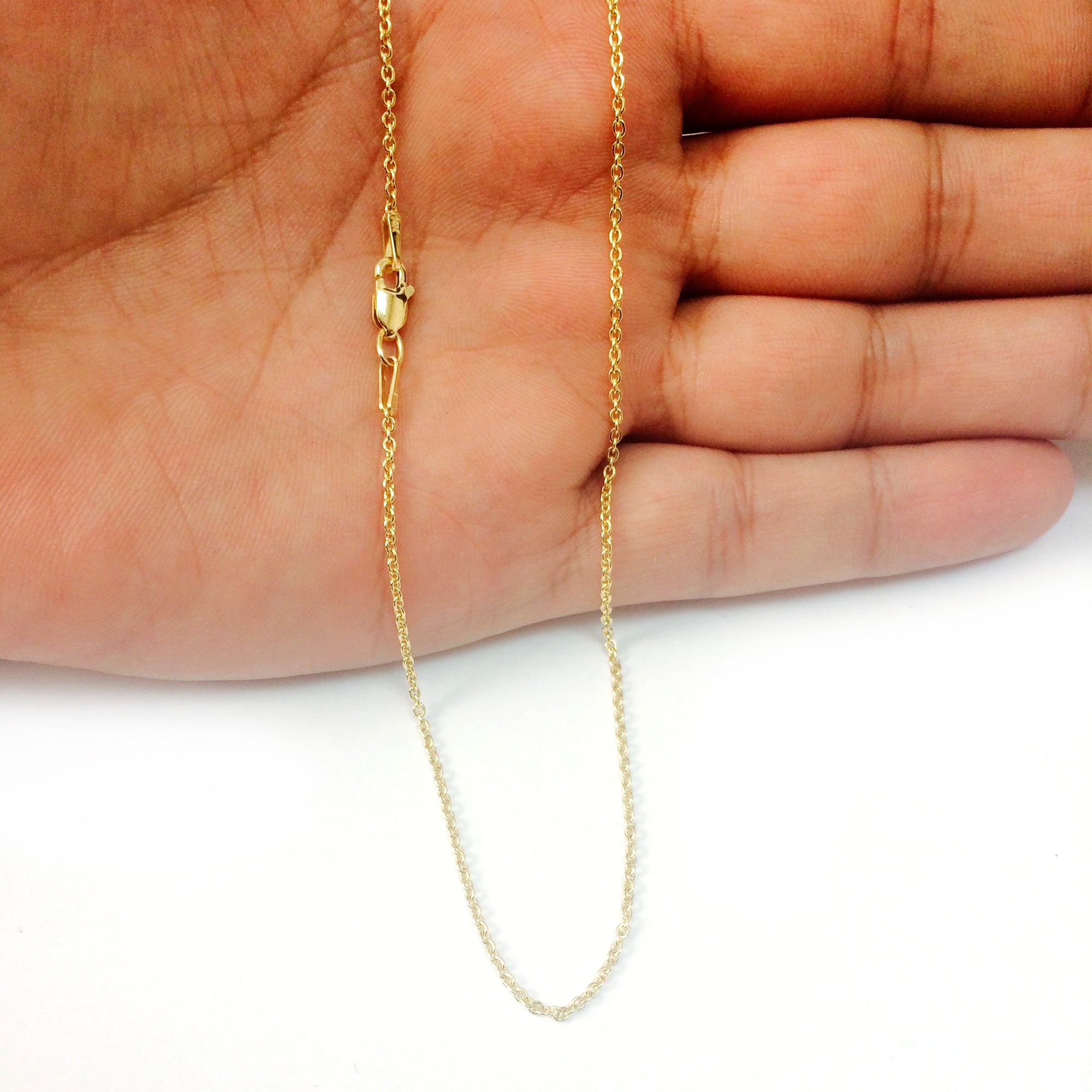 14k gult guld Forsantina Chain Halsband, 1,5 mm fina designersmycken för män och kvinnor