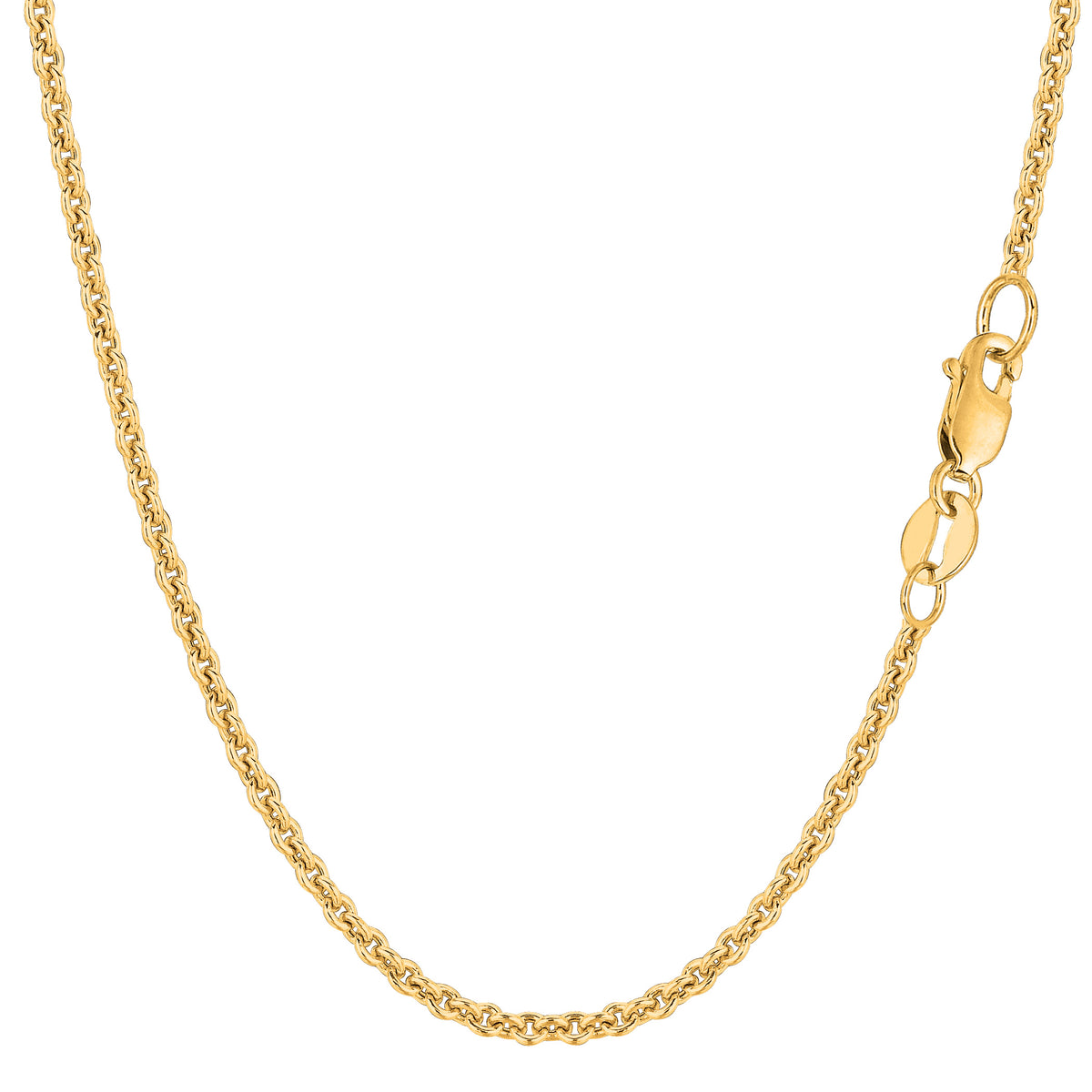14k gult guld Forsantina Chain Halsband, 2,3 mm fina designersmycken för män och kvinnor