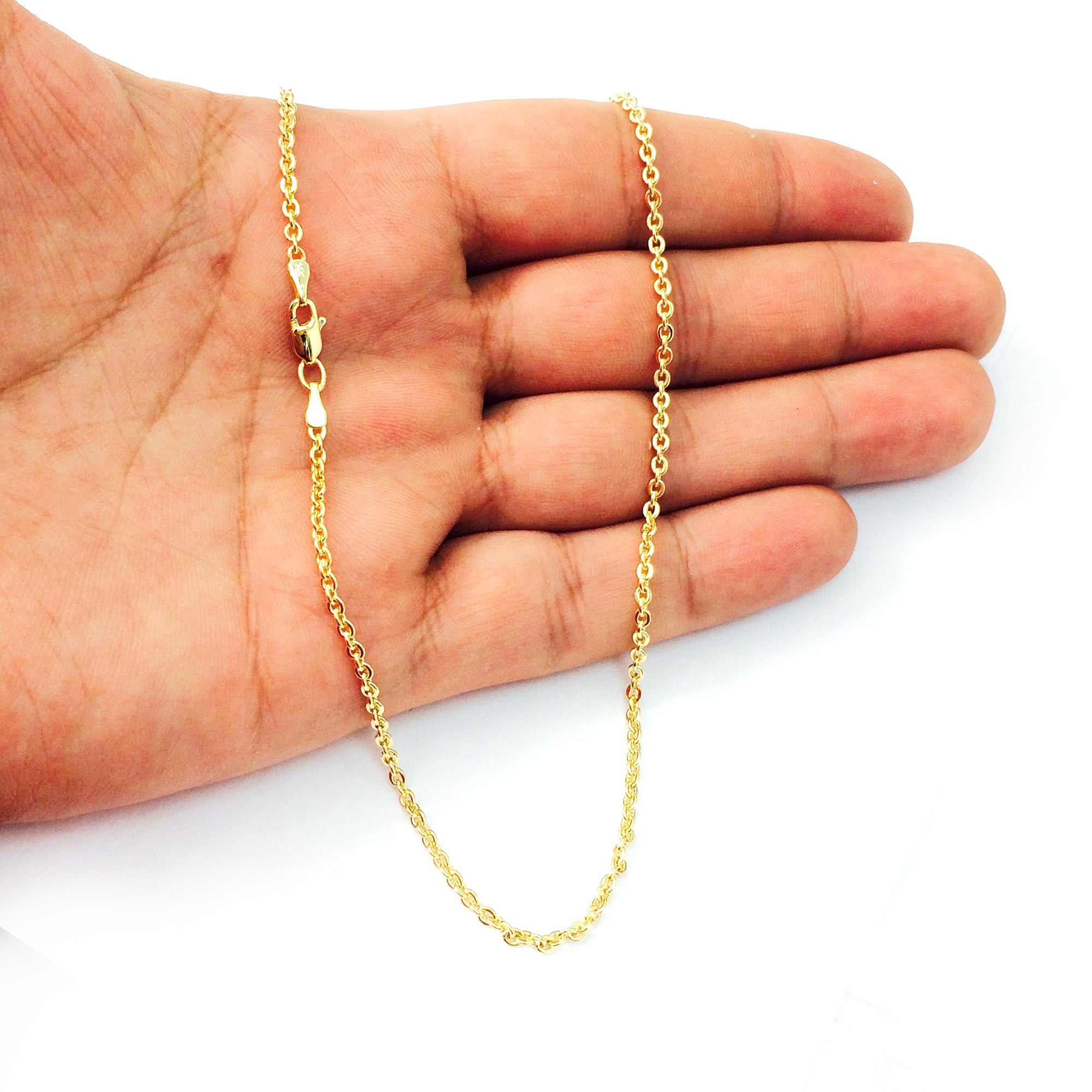 14k gult guld Forsantina Chain Halsband, 2,3 mm fina designersmycken för män och kvinnor