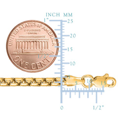 Bracelet chaîne en forme de boîte ronde remplie d'or jaune 14 carats, 3,4 mm, 8,5 pouces, bijoux de créateurs fins pour hommes et femmes
