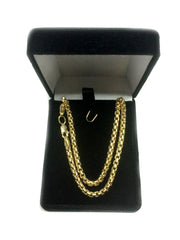 14k Yellow Gold Round Box Chain Necklace, 3.4mm