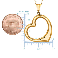 Collana con ciondolo a cuore aperto in oro 14k, gioielli di design da 18" per uomini e donne