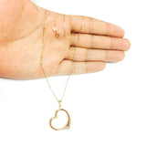 14k Gold Open Heart Pendant Necklace, 18"