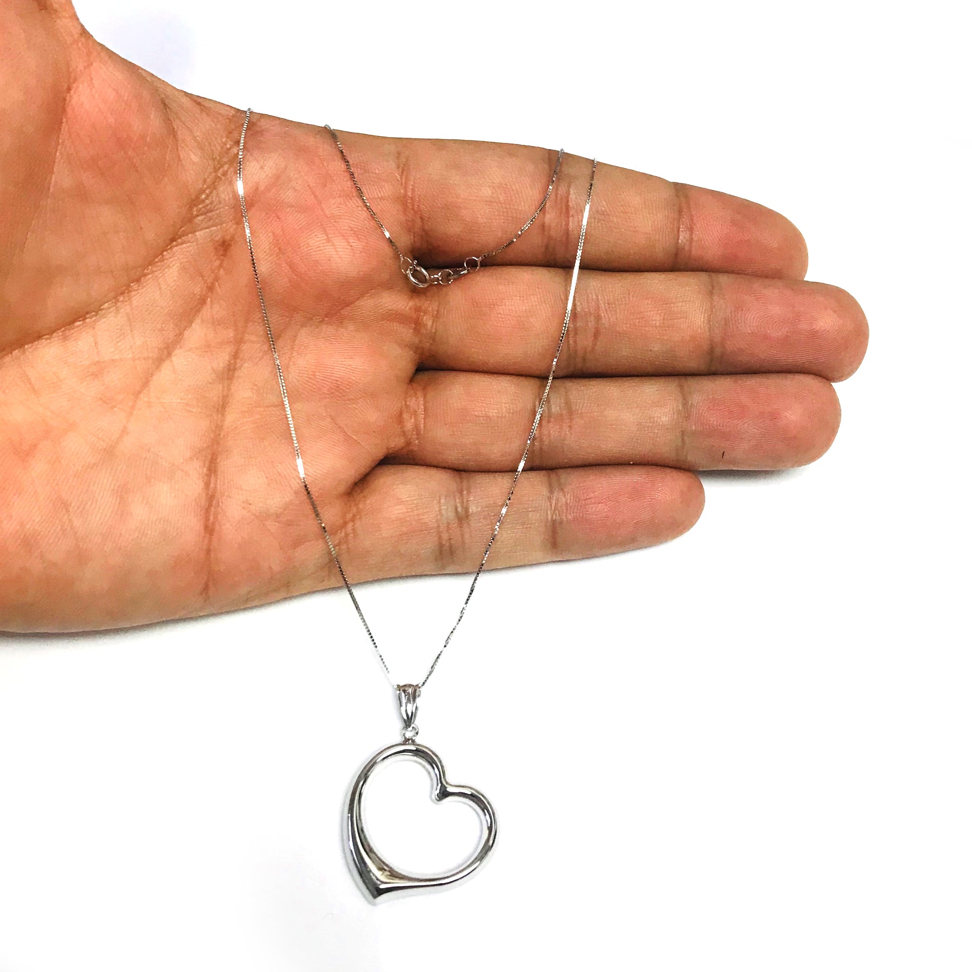 Collier pendentif coeur ouvert en or 14 carats, bijoux de créateurs fins de 18 pouces pour hommes et femmes