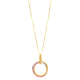 14k Tricolor Rose Gold Open Trinity Ring Pendant Necklace, 18"