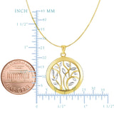 14k Yellow And White Gold Round Tree Of Life Necklace, 18"