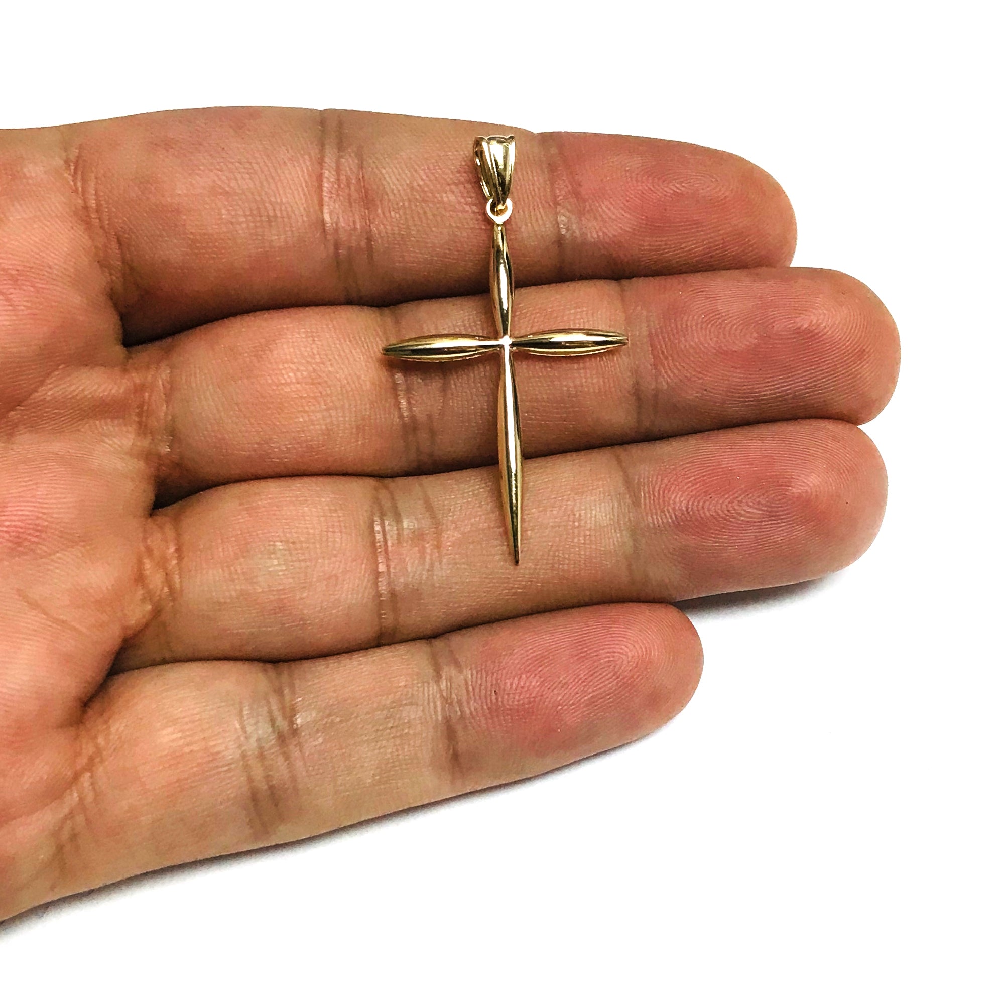 14k gult guld Fancy Cross hänge 23x40 mm fina designersmycken för män och kvinnor