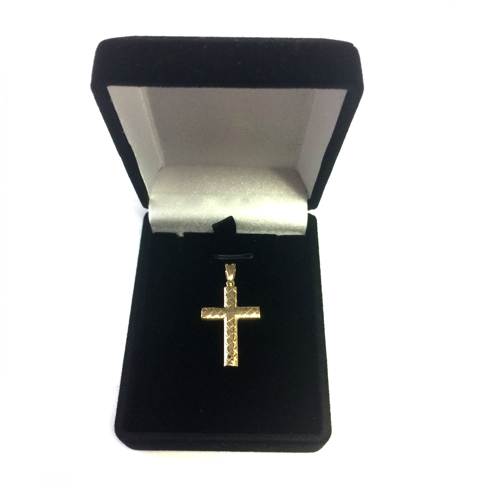 Pendentif croix fantaisie taille diamant brillant en or jaune 14 carats 15x30 mm, bijoux de créateur fins pour hommes et femmes