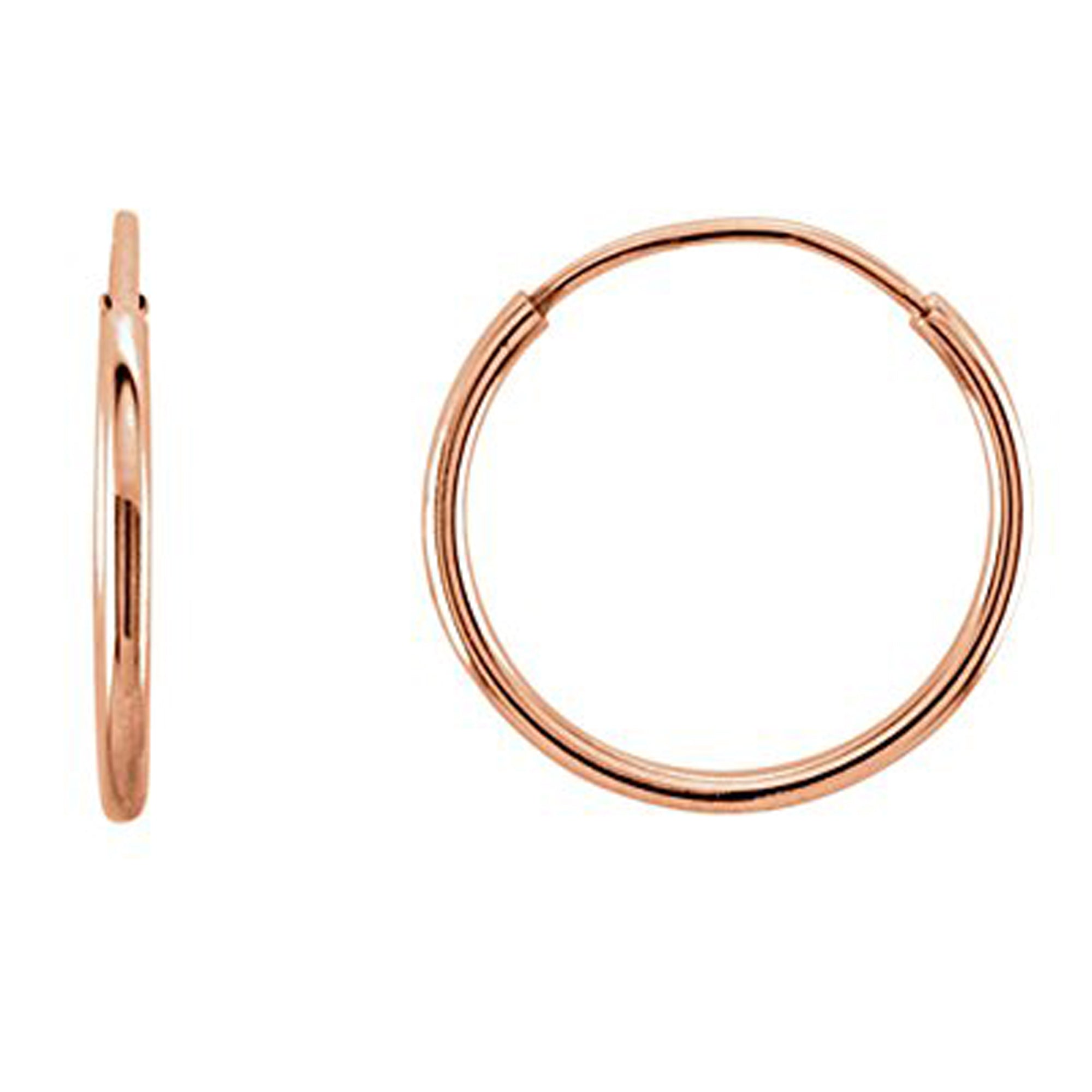 14K guld runde endeløse bøjleøreringe, 10 mm fine designersmykker til mænd og kvinder