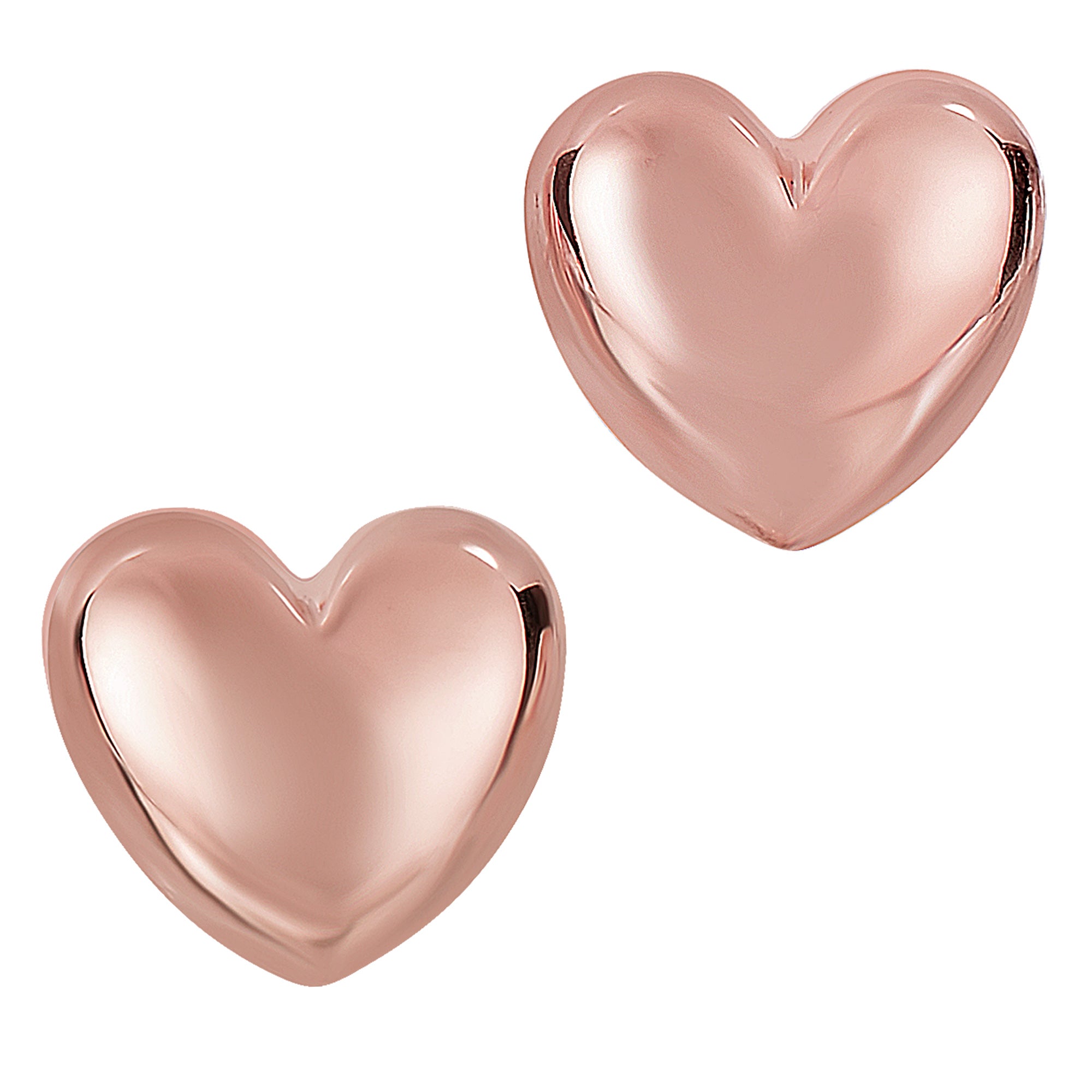 14 k guld glänsande puff hjärtformade örhängen, 10 x 11 mm fina designersmycken för män och kvinnor