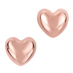 14k guld Shiny Puff Heart Shape Stud Örhängen 7 x 8 mm fina designersmycken för män och kvinnor