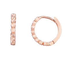 14K Gold Diamond Cut Round Huggie Hoop Earrings, 12mm