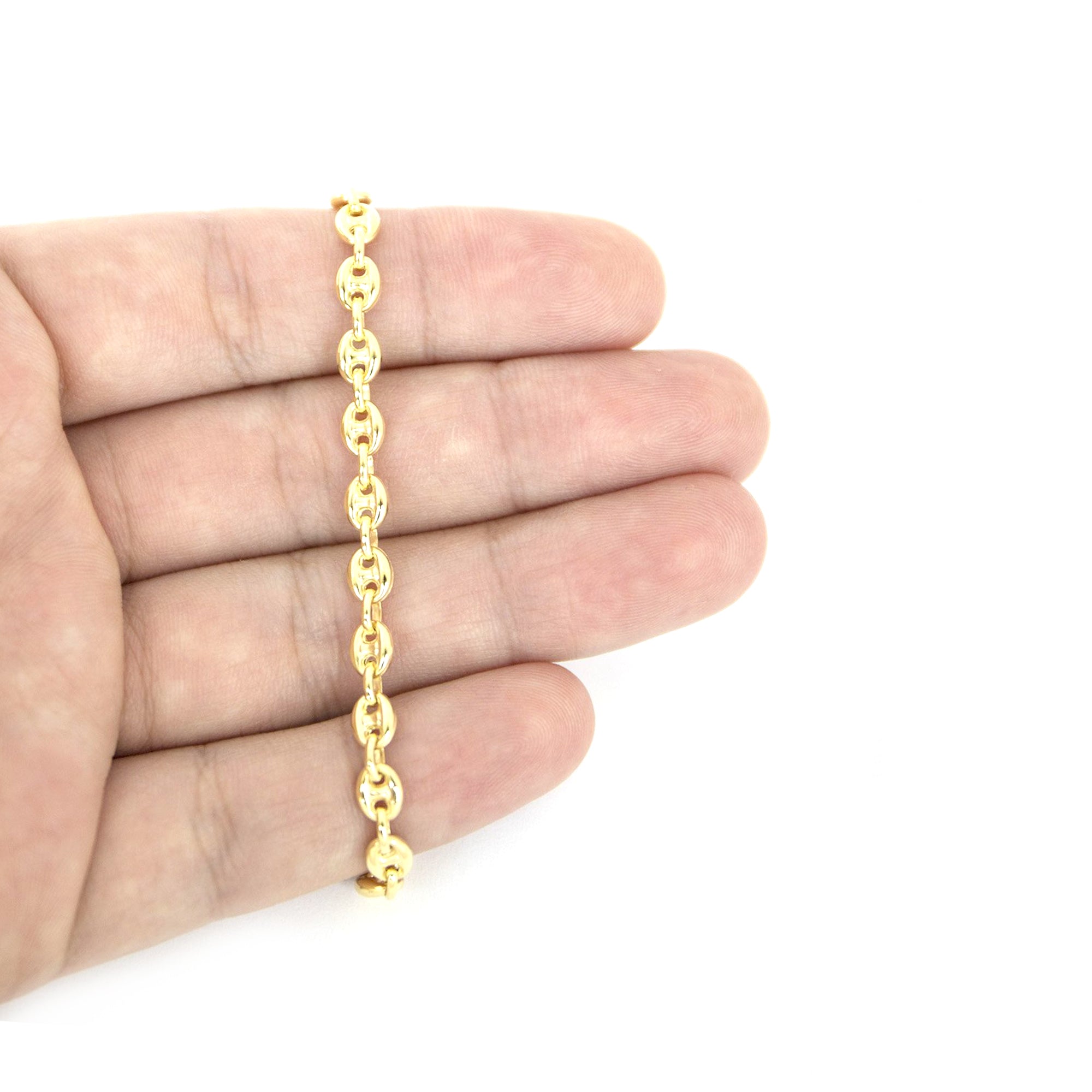 14k Yellow Gold Puffed Mariner Link Chain Necklace, 4.7mm fine designer jewelry for men and women