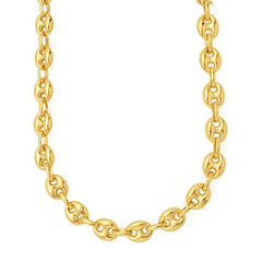14k gult gull puffet Mariner Link Chain Halskjede, 11 mm fine designersmykker for menn og kvinner