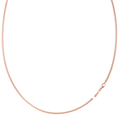 Collier chaîne Omega ronde avec serrure à vis en or rose 14 carats, 1,5 mm, 17 po, bijoux de créateurs fins pour hommes et femmes