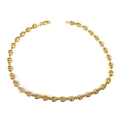 Pulsera tobillera de cadena marinera de oro amarillo de 14 quilates, joyería fina de diseño de 10" para hombres y mujeres