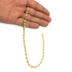 14K Yellow Gold Mariner Chain Anklet Bracelet, 10" fine designer jewelry for men and women