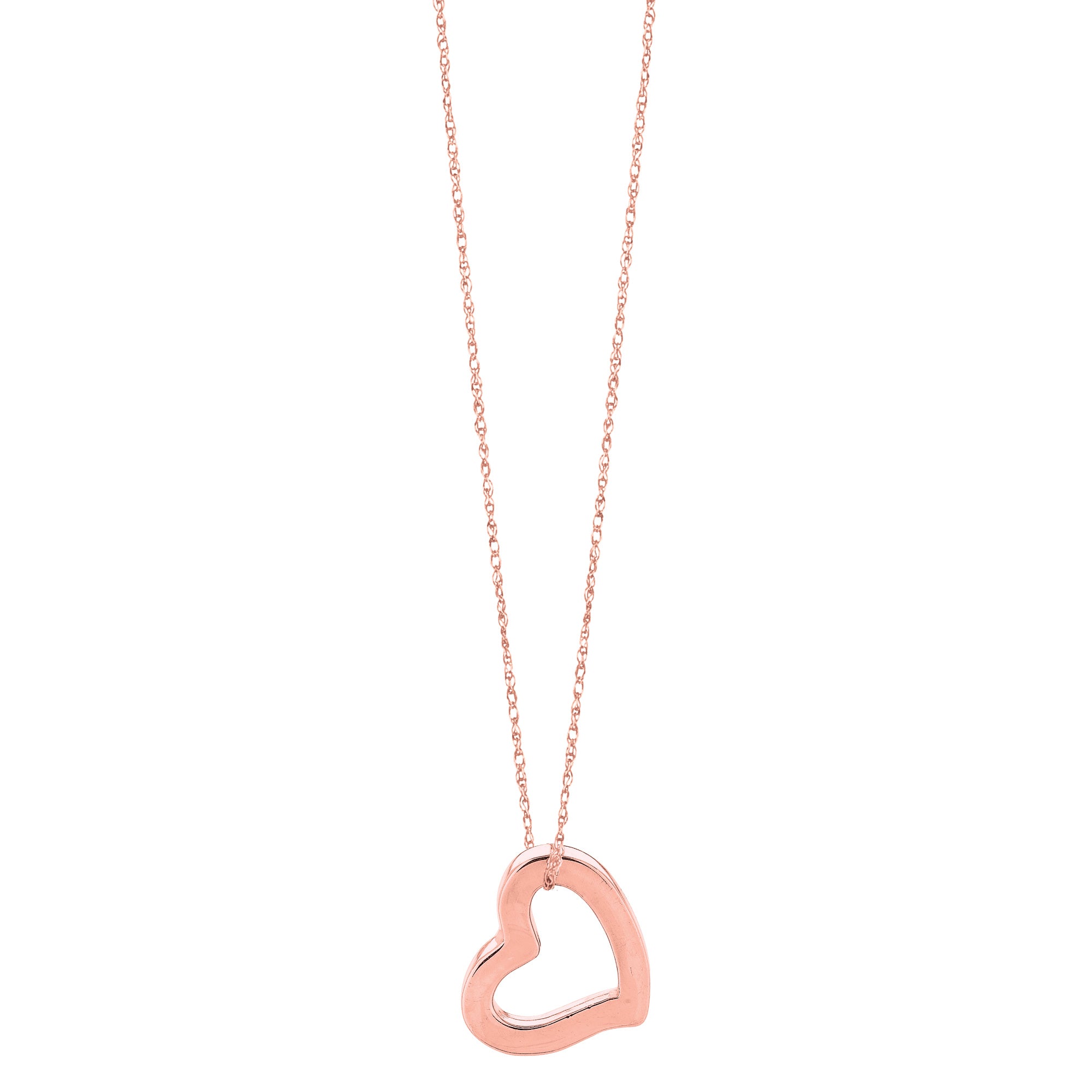 Collana con pendente a tubo in oro 14k a forma di cuore, gioielli di design da 18" per uomini e donne