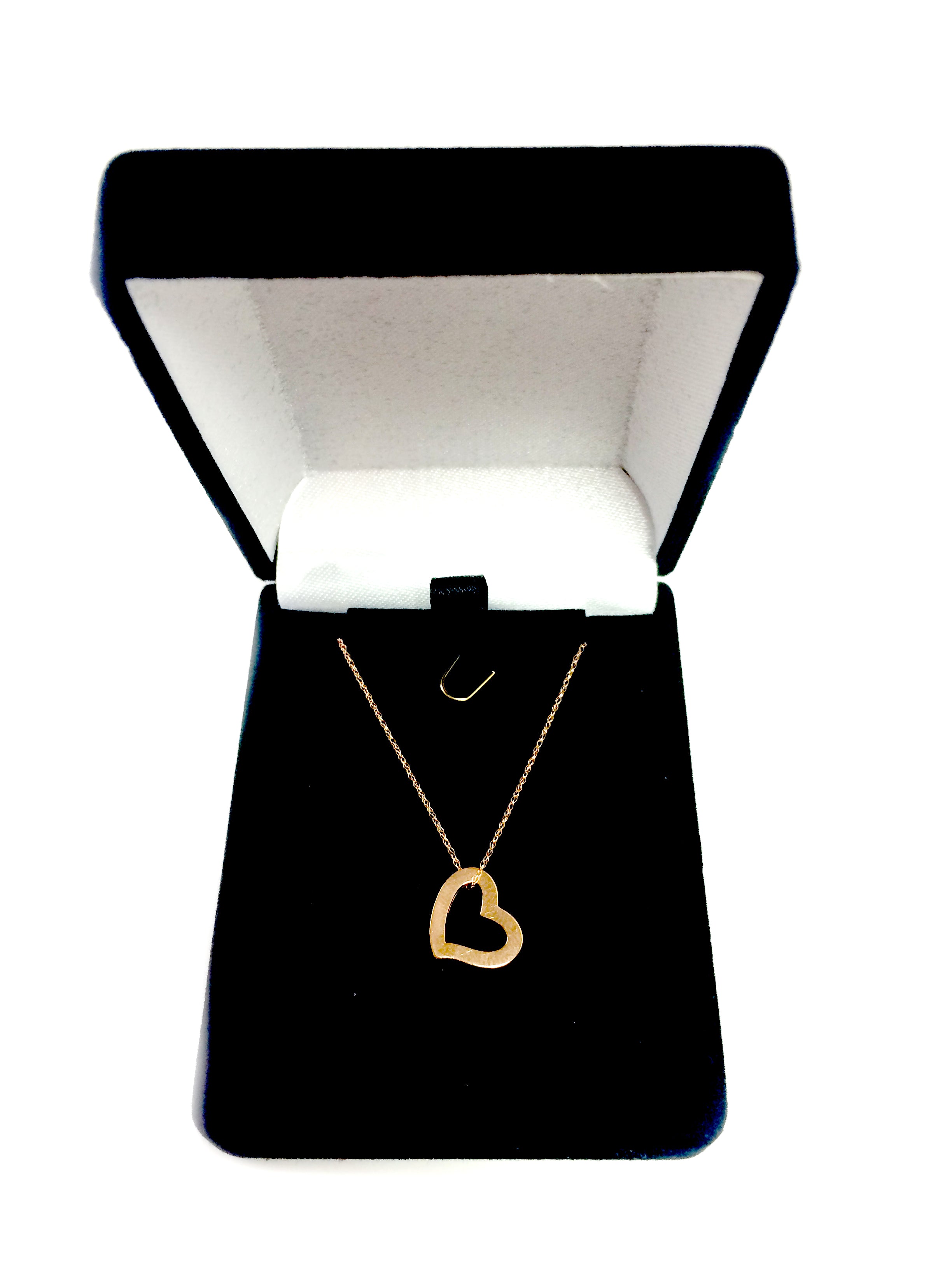 Collana con pendente a tubo in oro 14k a forma di cuore, gioielli di design da 18" per uomini e donne
