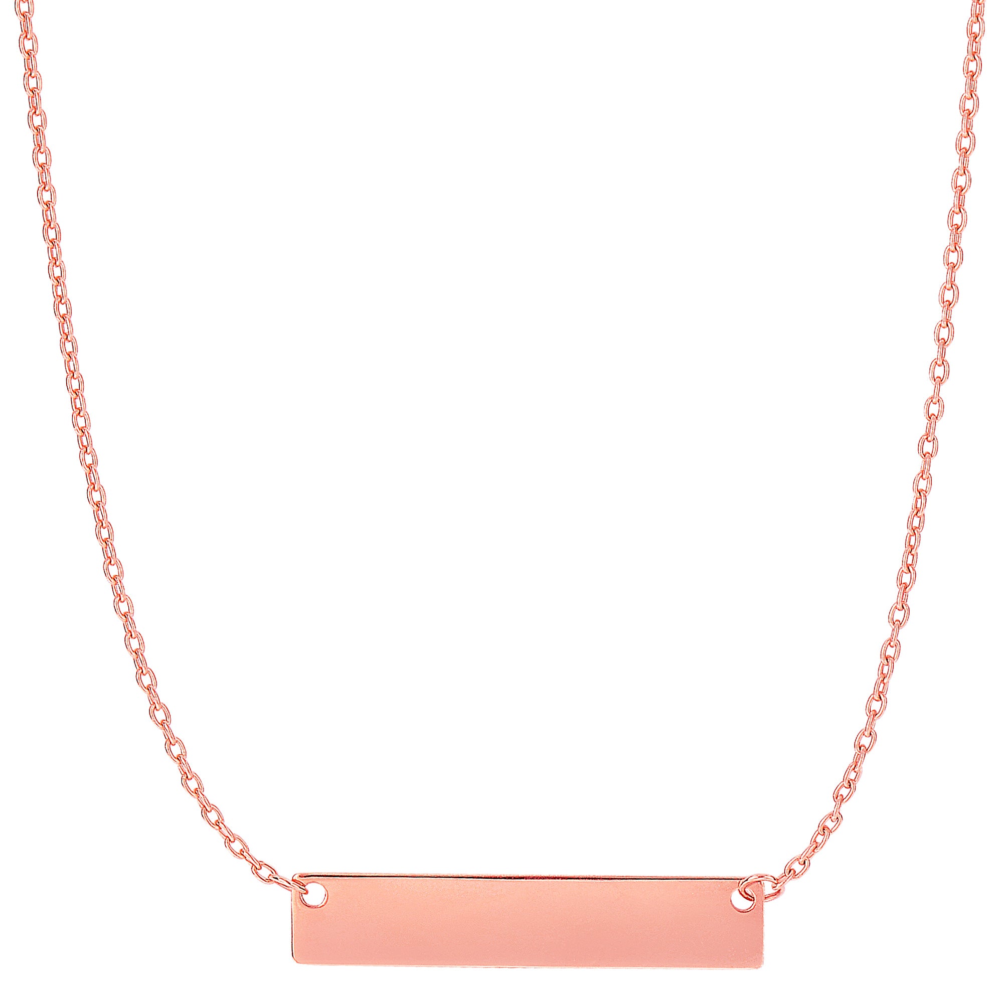 14k Gold Engravable Bar Pendant Necklace, 18" fine designer jewelry for men and women