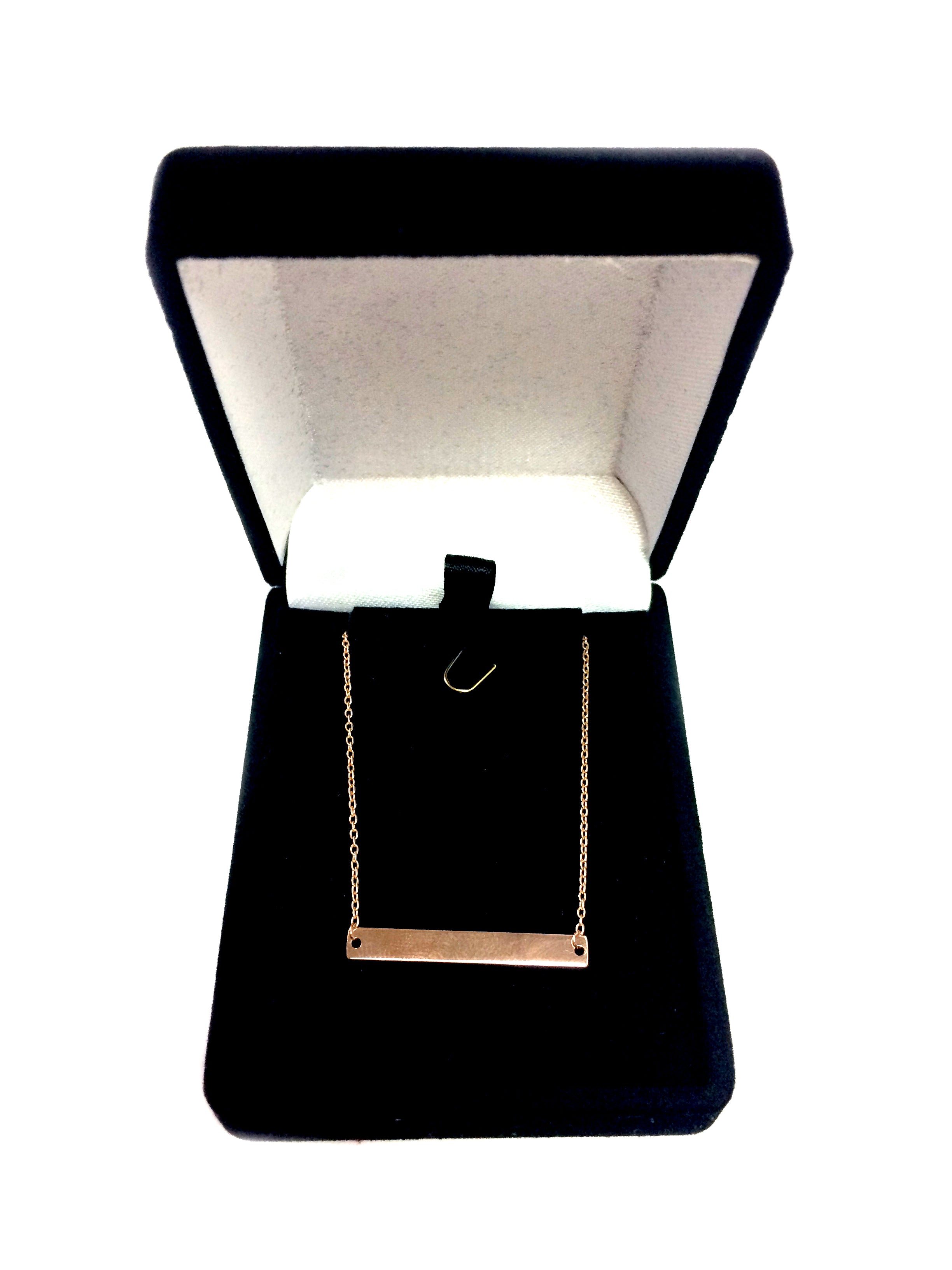 14k Gold Engravable Bar Pendant Necklace, 18" fine designer jewelry for men and women