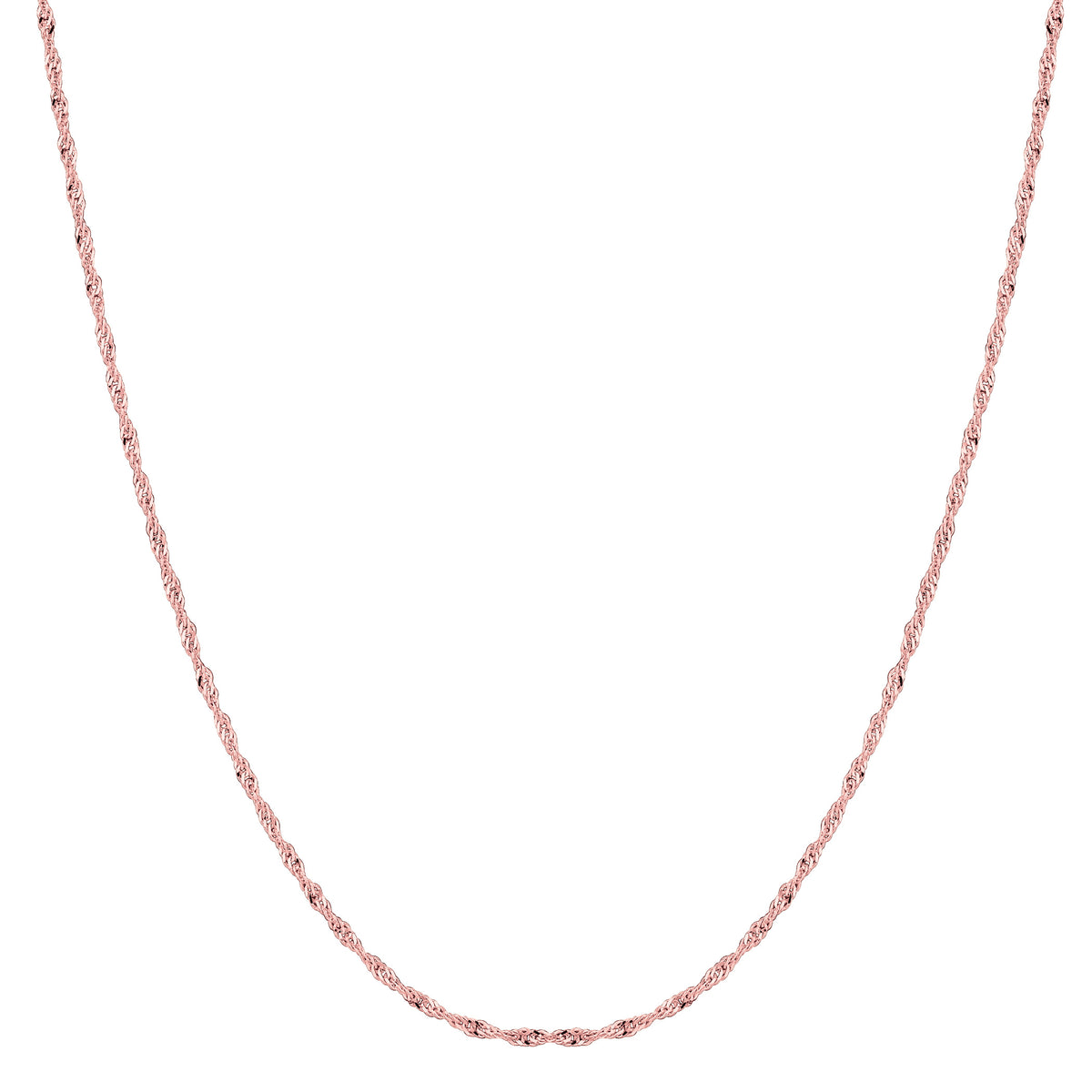 14k Rose Gold Singapore Chain Necklace, 1.0mm