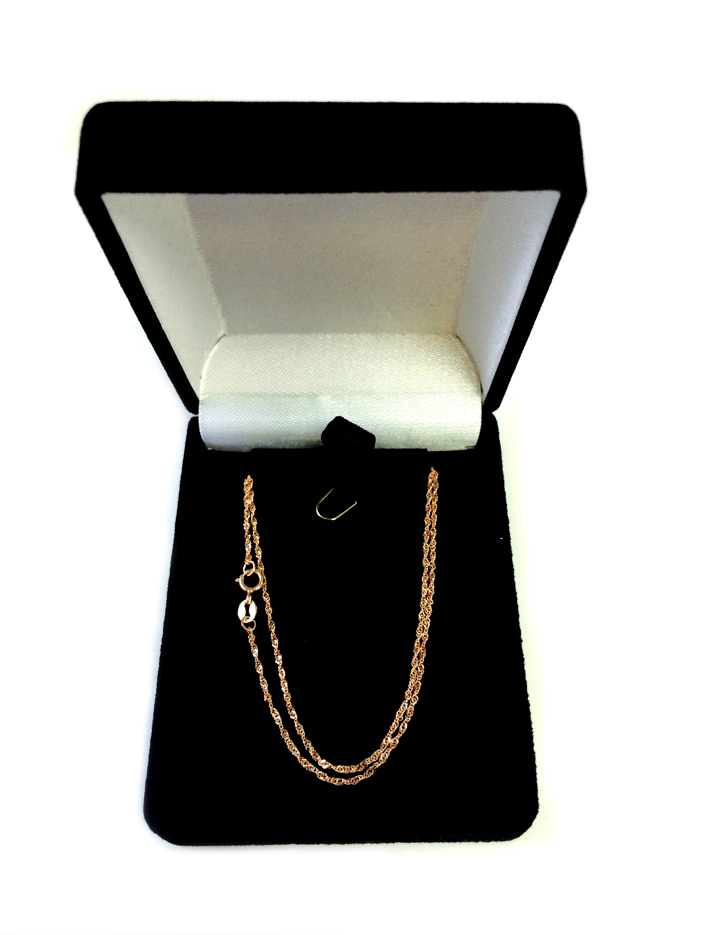 14k Rose Gold Singapore Chain Halsband, 1,0 mm fina designersmycken för män och kvinnor