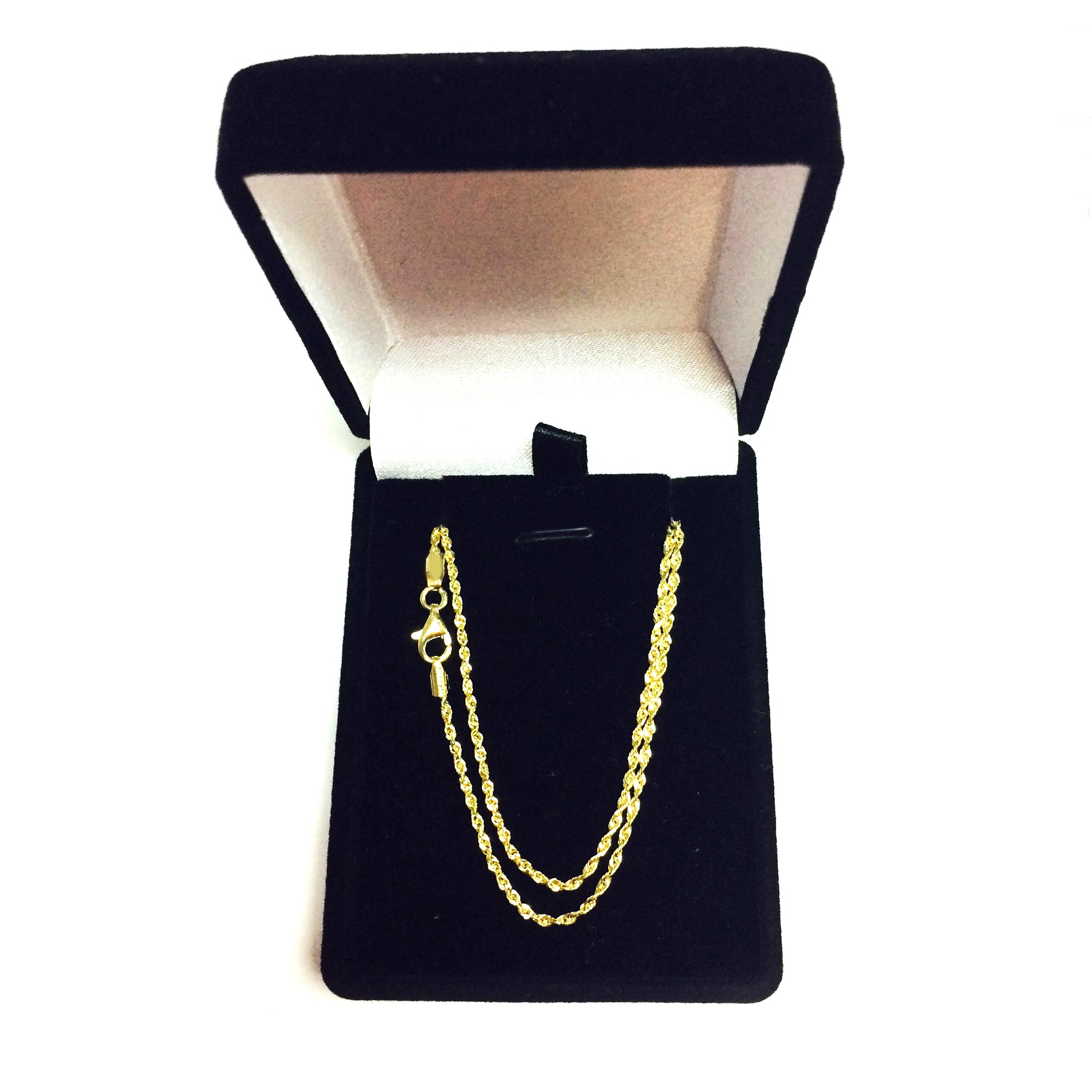 14k Yellow Solid Gold Diamond Cut Rope Chain Necklace, 1.5mm fine designer jewelry for men and women