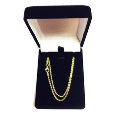 Collar de cadena de cuerda con corte de diamante de oro macizo amarillo de 10 quilates, joyería fina de diseño de 1,5 mm para hombres y mujeres