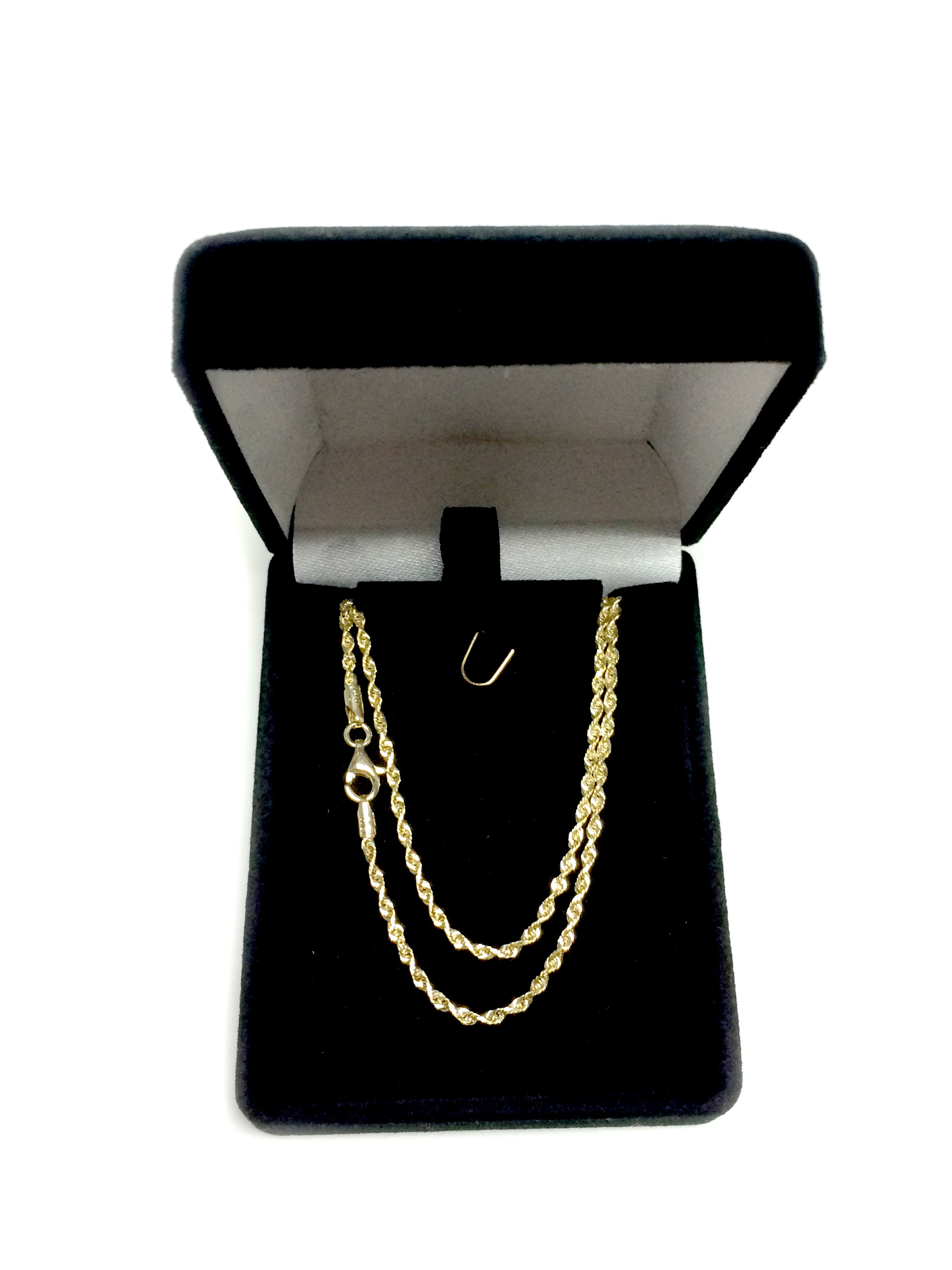 Collana a catena in corda con taglio a diamante in oro giallo massiccio 14k, gioielleria di alta qualità da 2,0 mm per uomo e donna