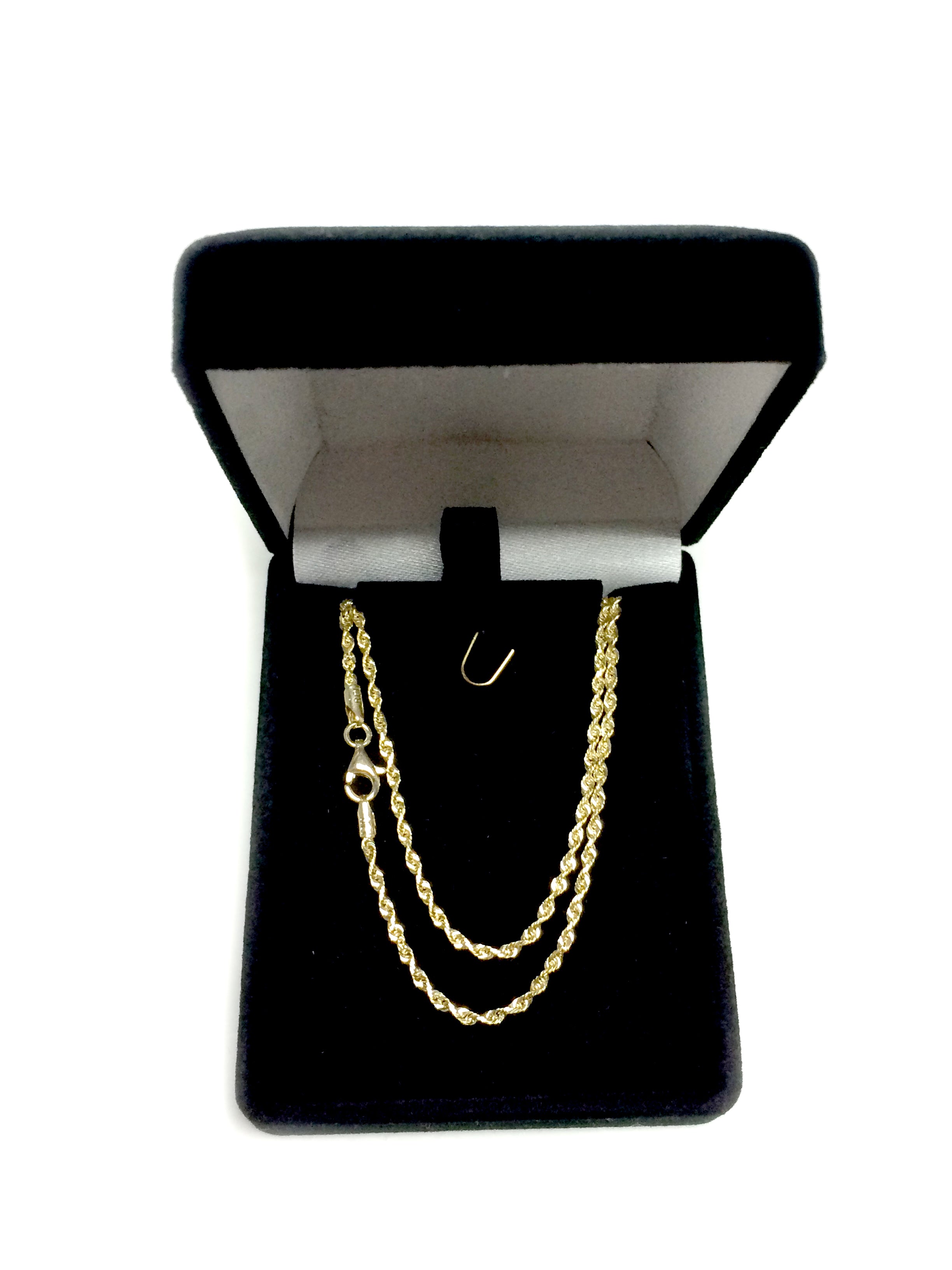 Collar de cadena de cuerda con corte de diamante de oro macizo amarillo de 14 quilates, joyería fina de diseño de 2,0 mm para hombres y mujeres