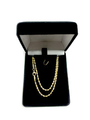 10 k gult massivt guld diamantskuret repkedja halsband, 2,0 mm fina designersmycken för män och kvinnor