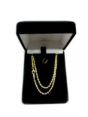 14k Yellow Solid Gold Diamond Cut Rope Chain Necklace, 2.0mm fine designer jewelry for men and women