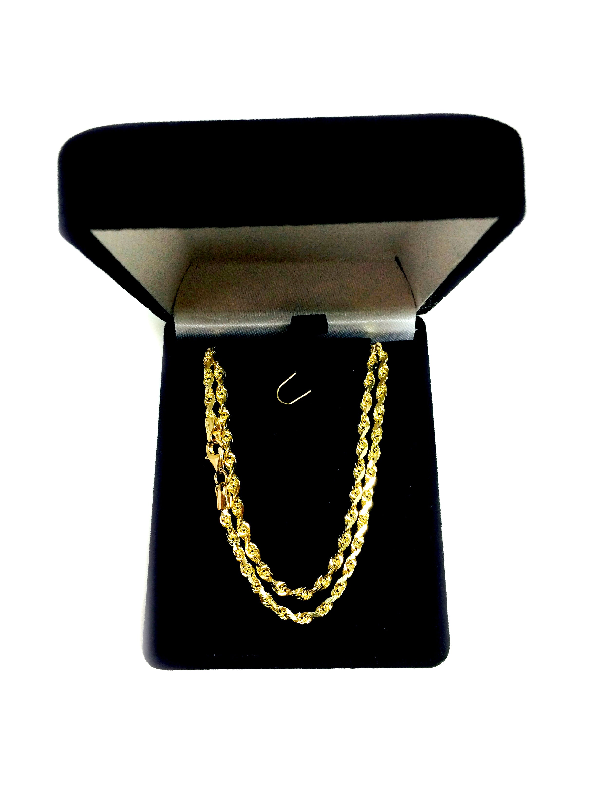 14k Yellow Solid Gold Diamond Cut Rope Chain Necklace, 2.75mm fine designer jewelry for men and women