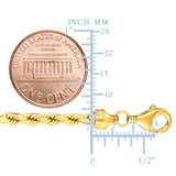 14k Yellow Solid Gold Diamond Cut Rope Chain Necklace, 3.5mm
