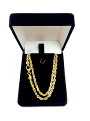 Collier chaîne en corde taillée en diamant en or massif jaune 10 carats, bijoux de créateur fins de 3,5 mm pour hommes et femmes