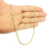 10k Yellow Solid Gold Diamond Cut Rope Chain Necklace, 3.5mm